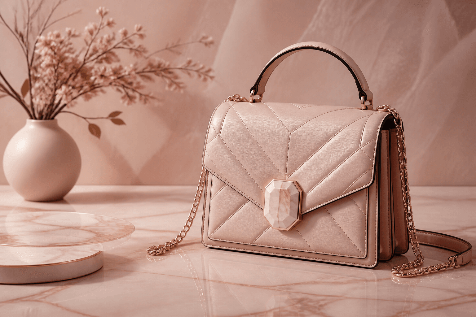 Elegant designer purse in a luxury studio setting