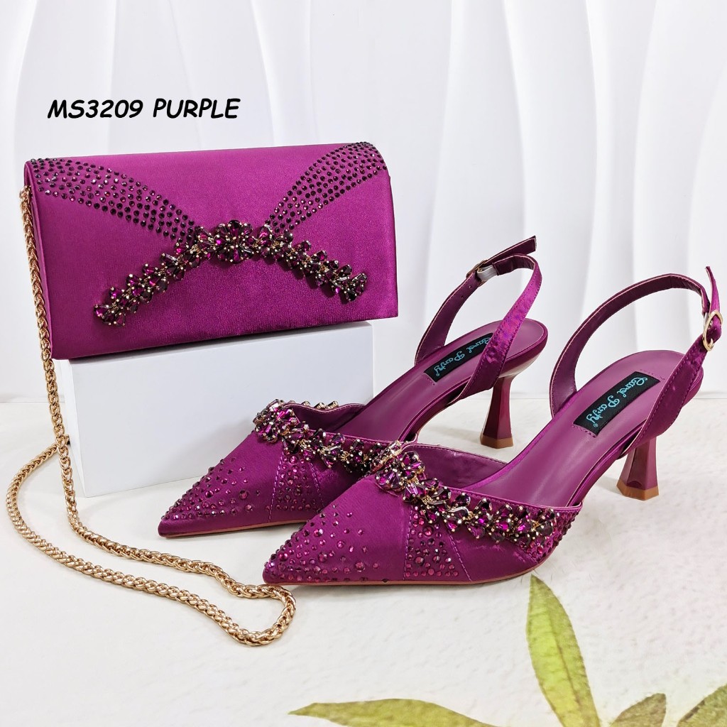 Crystal Embellished Evening Clutch — Purple